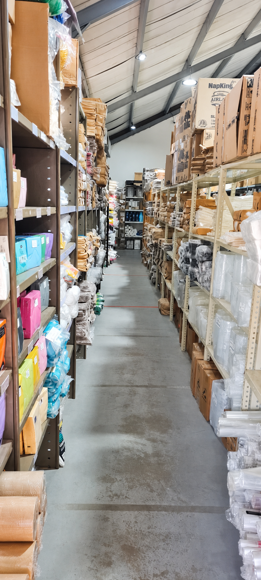 Paper and packaging aisle inside WP Packaging