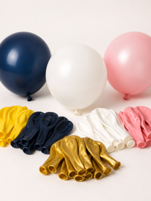 Assorted inflated and uninflated latex party balloons