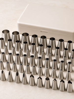 Professional stainless steel piping nozzle set in graduated shapes and sizes