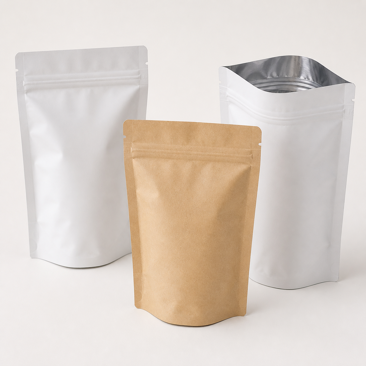 High-barrier resealable packaging pouches with foil lining