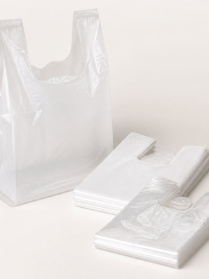 Translucent vest-style plastic carrier bags