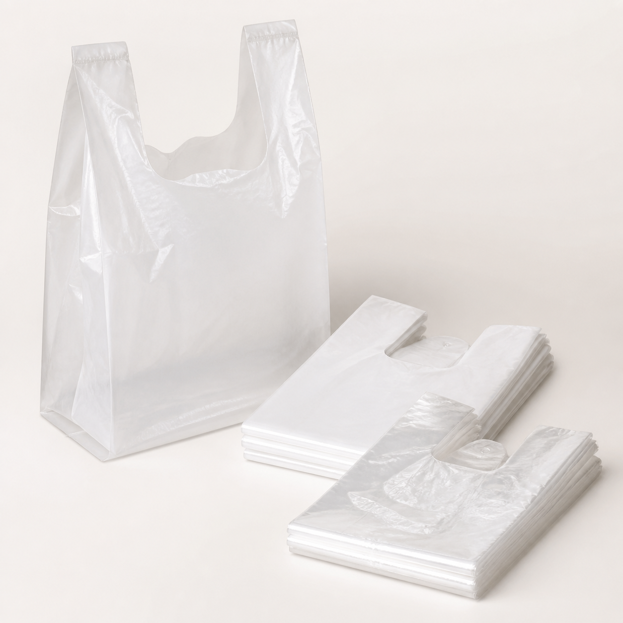 Translucent vest-style plastic carrier bags
