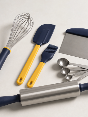 Professional whisk spatula pastry brush scraper rolling pin and measuring spoons
