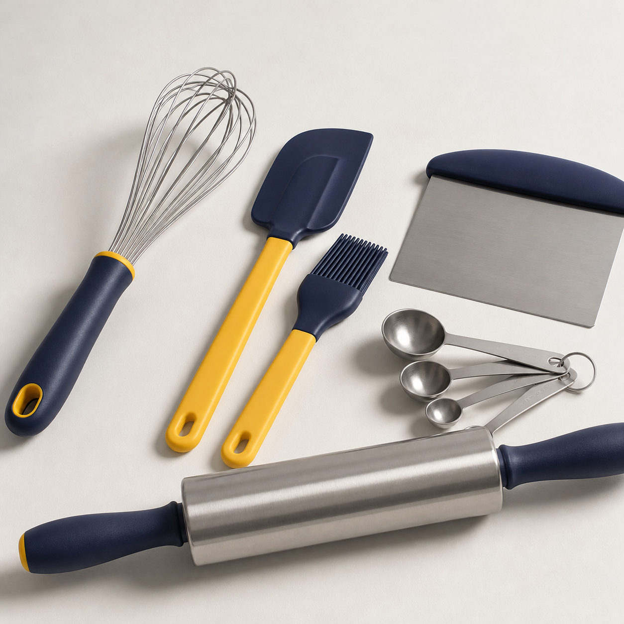 Professional whisk spatula pastry brush scraper rolling pin and measuring spoons