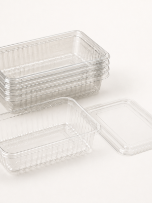 Clear rectangular biscuit trays with matching transparent lids