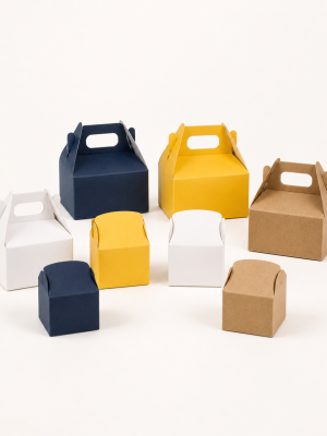 Compact mini paperboard party favour boxes in assorted plain colours