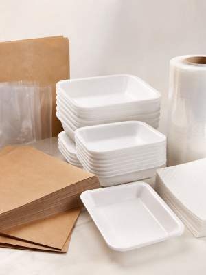 Foam trays overwrap film absorbent pads butcher paper and food-safe bags