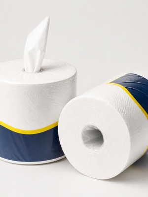 Commercial white centre-feed paper wiping rolls
