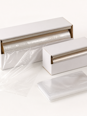 Commercial clear food cling film rolls and flat snack bags