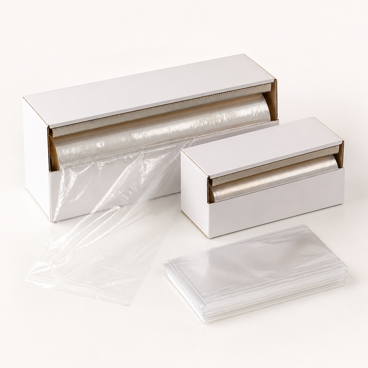 Commercial clear food cling film rolls and flat snack bags
