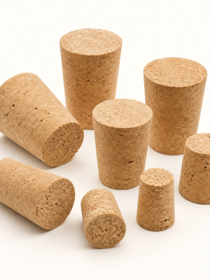 Natural tapered cork bottle stoppers in assorted sizes