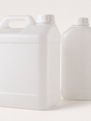 Large natural translucent 25 litre HDPE cans with handles and screw caps