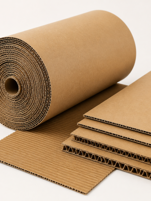Single-face corrugated kraft roll with single-wall and double-wall cardboard sheets