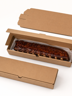 Long natural kraft corrugated takeaway rib box