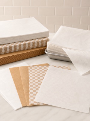 Rectangular greaseproof deli paper and absorbent butcher tray liners
