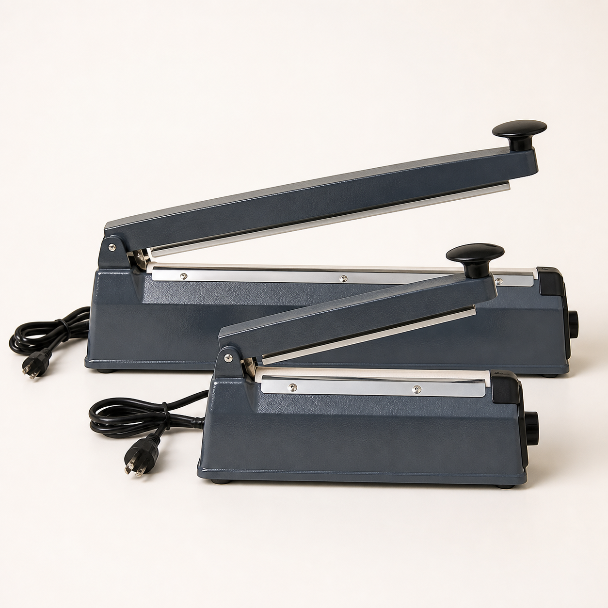 Tabletop manual impulse bag heat sealers in two sizes
