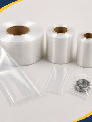 Clear LDPE lay-flat packaging tubing supplied in several roll widths