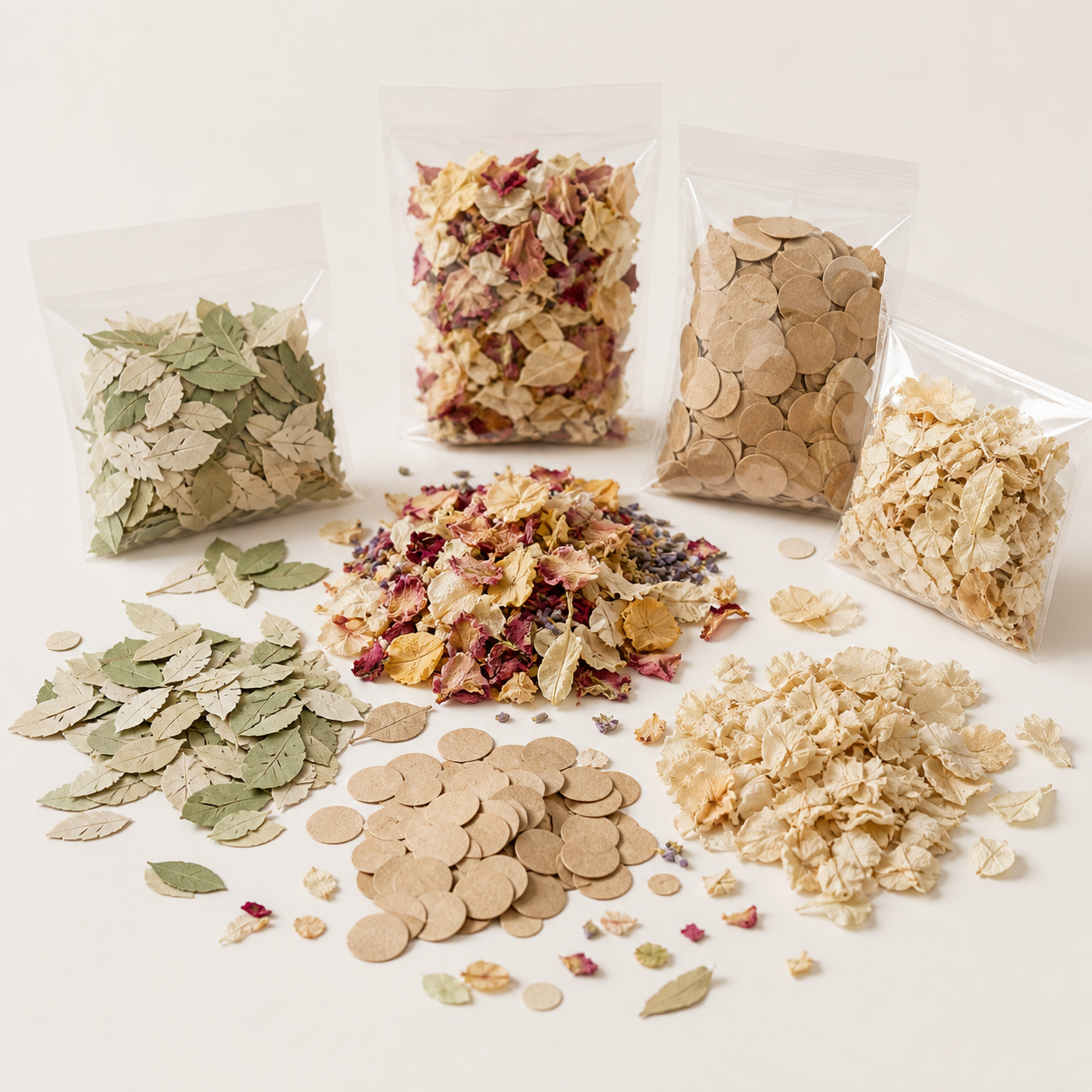 Biodegradable dried petal leaf and kraft paper natural confetti
