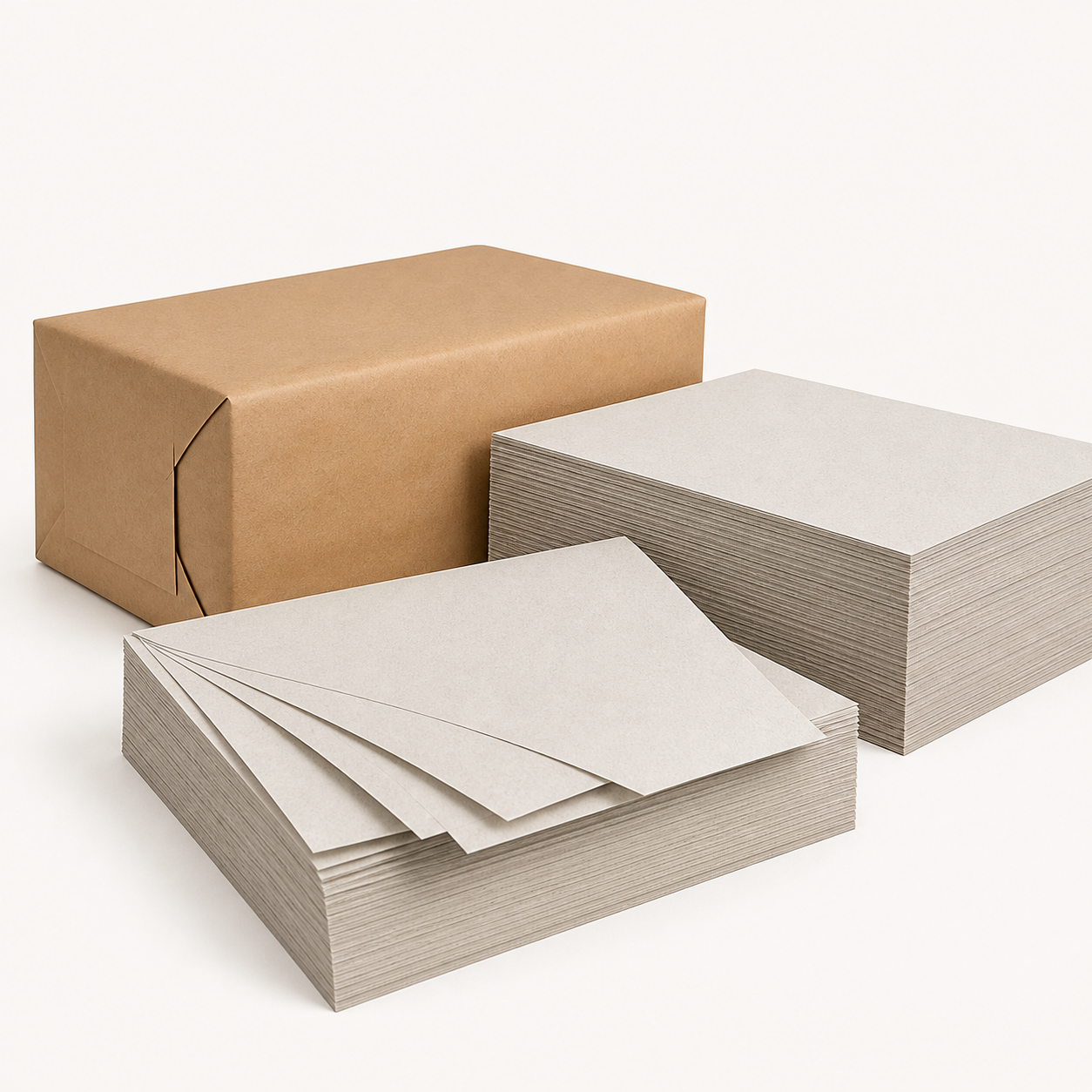 Unprinted off-white newsprint paper sheets supplied in commercial reams