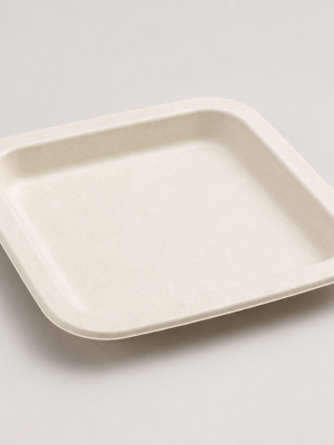 Square natural fibre bagasse plate