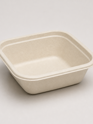 Square natural fibre bagasse bowl