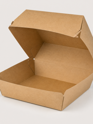 Large kraft burger clamshell box