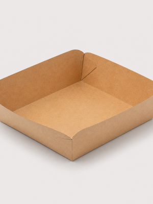 Open shallow kraft burger serving tray
