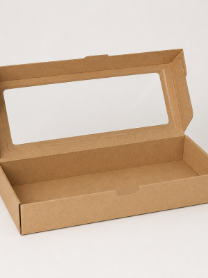 Kraft biscuit box with clear window lid