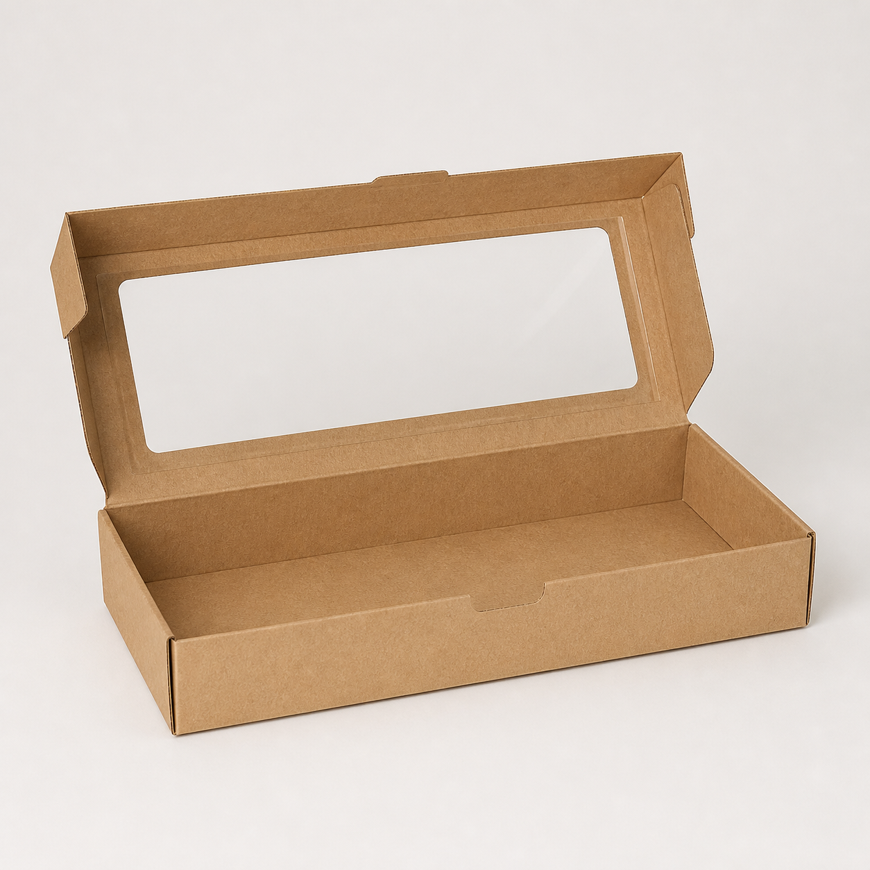Kraft biscuit box with clear window lid
