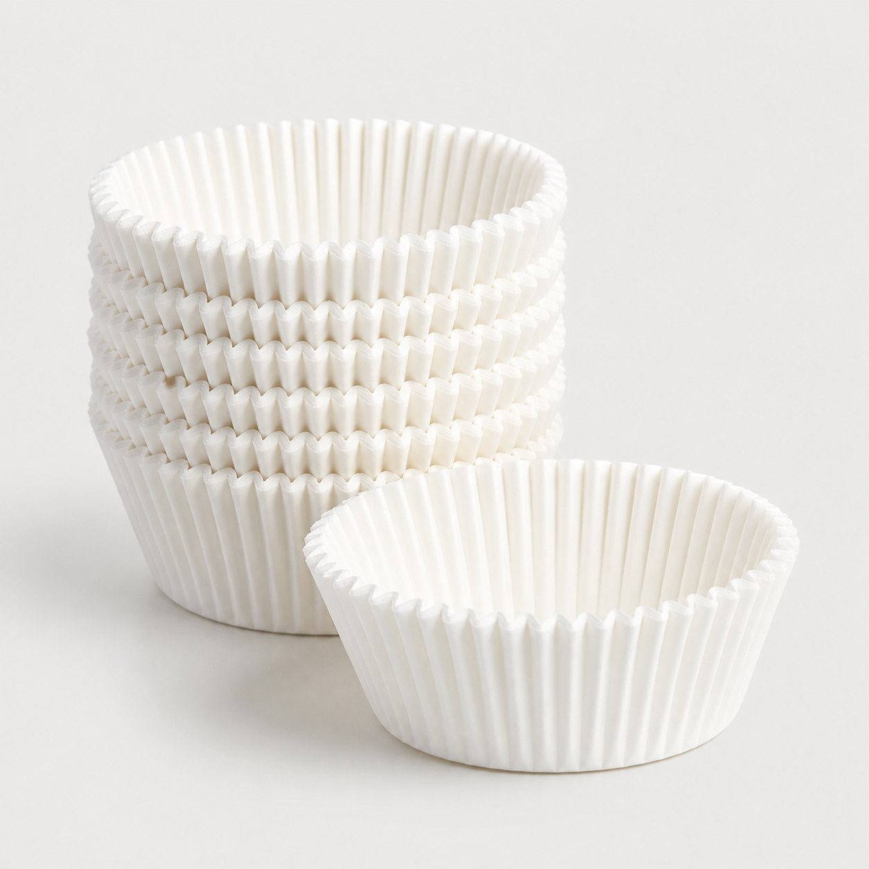 White fluted cupcake paper cases
