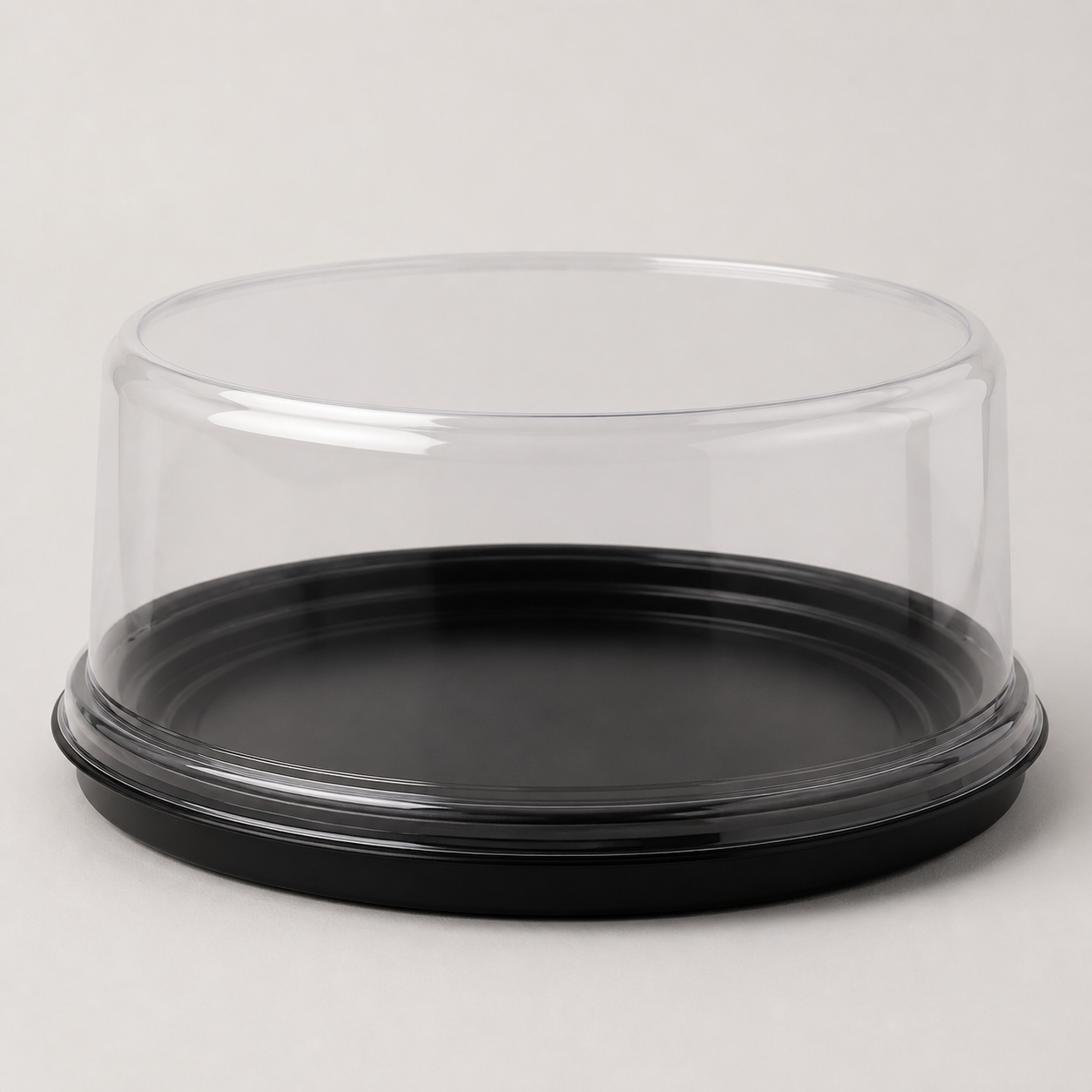 Clear cake dome with black base