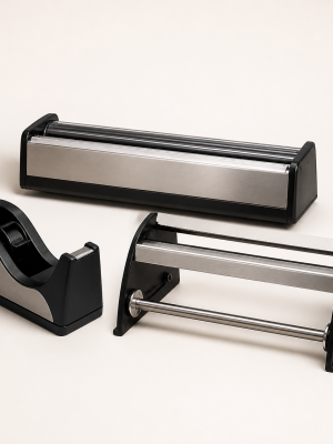 Commercial tape film and paper roll packaging dispensers