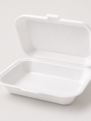 White foam takeaway container tray