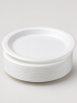 Plain white round foam plates