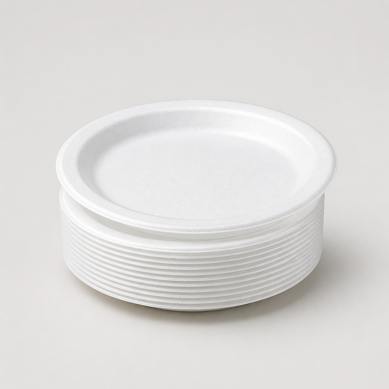 Plain white round foam plates