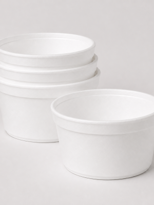 Plain white round foam food tubs