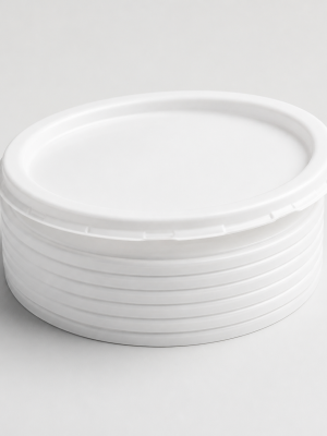 White snap-on lids for foam food tubs