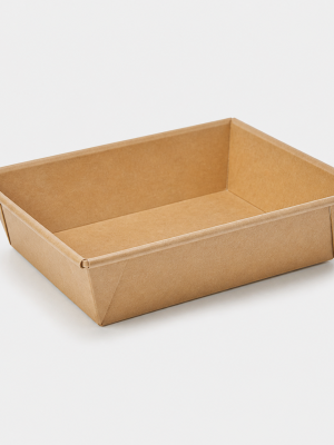 Open rectangular kraft food tray
