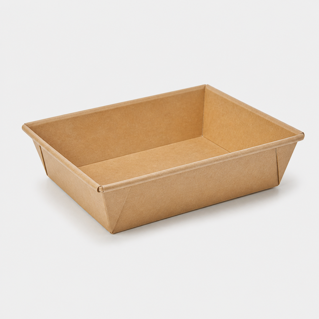 Open rectangular kraft food tray