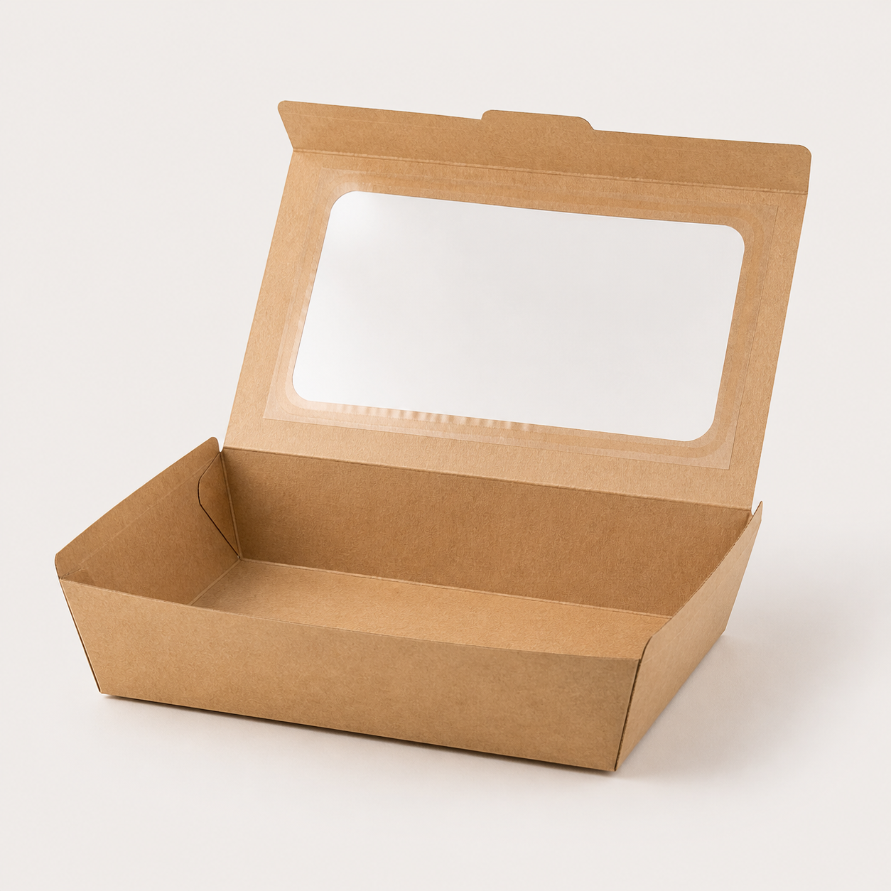 Kraft salad box with clear window lid