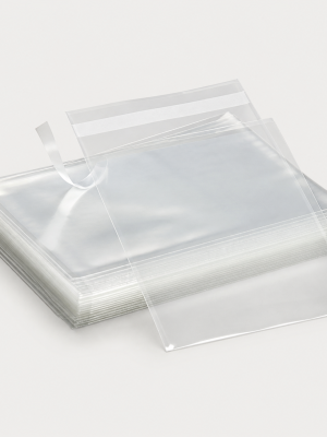 Clear polypropylene self-seal bags with adhesive flap