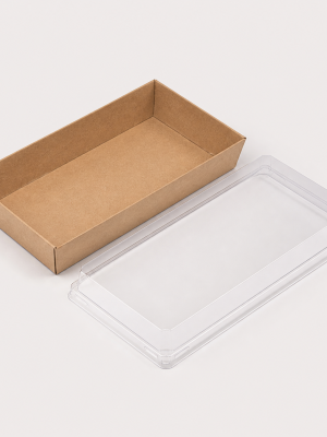 Kraft sushi tray with clear PET lid