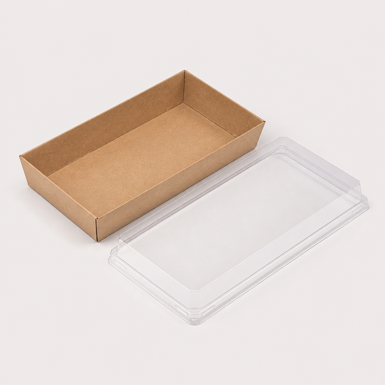 Kraft sushi tray with clear PET lid