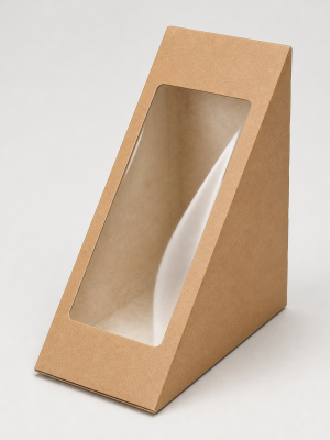 Kraft triangular sandwich wedge with clear window