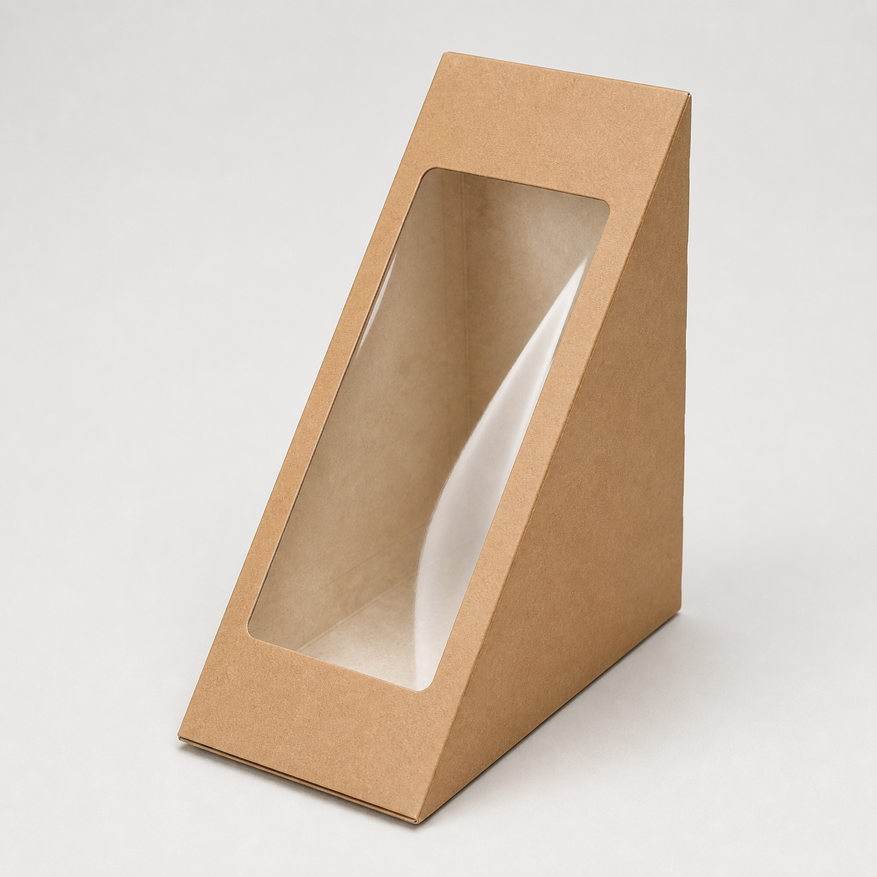 Kraft triangular sandwich wedge with clear window