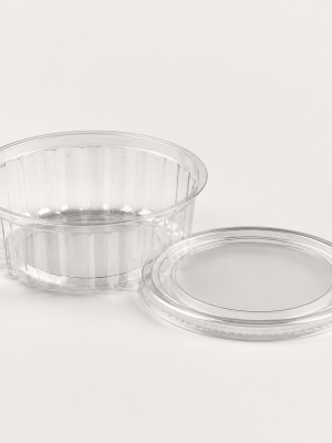 Clear faceted vintage range food container and lid