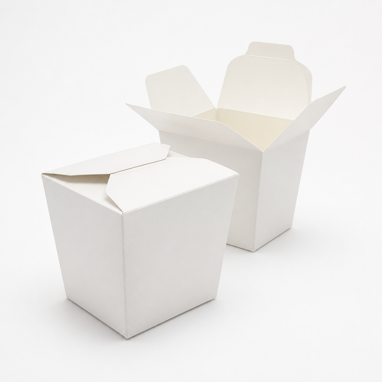 White square paperboard noodle takeaway box