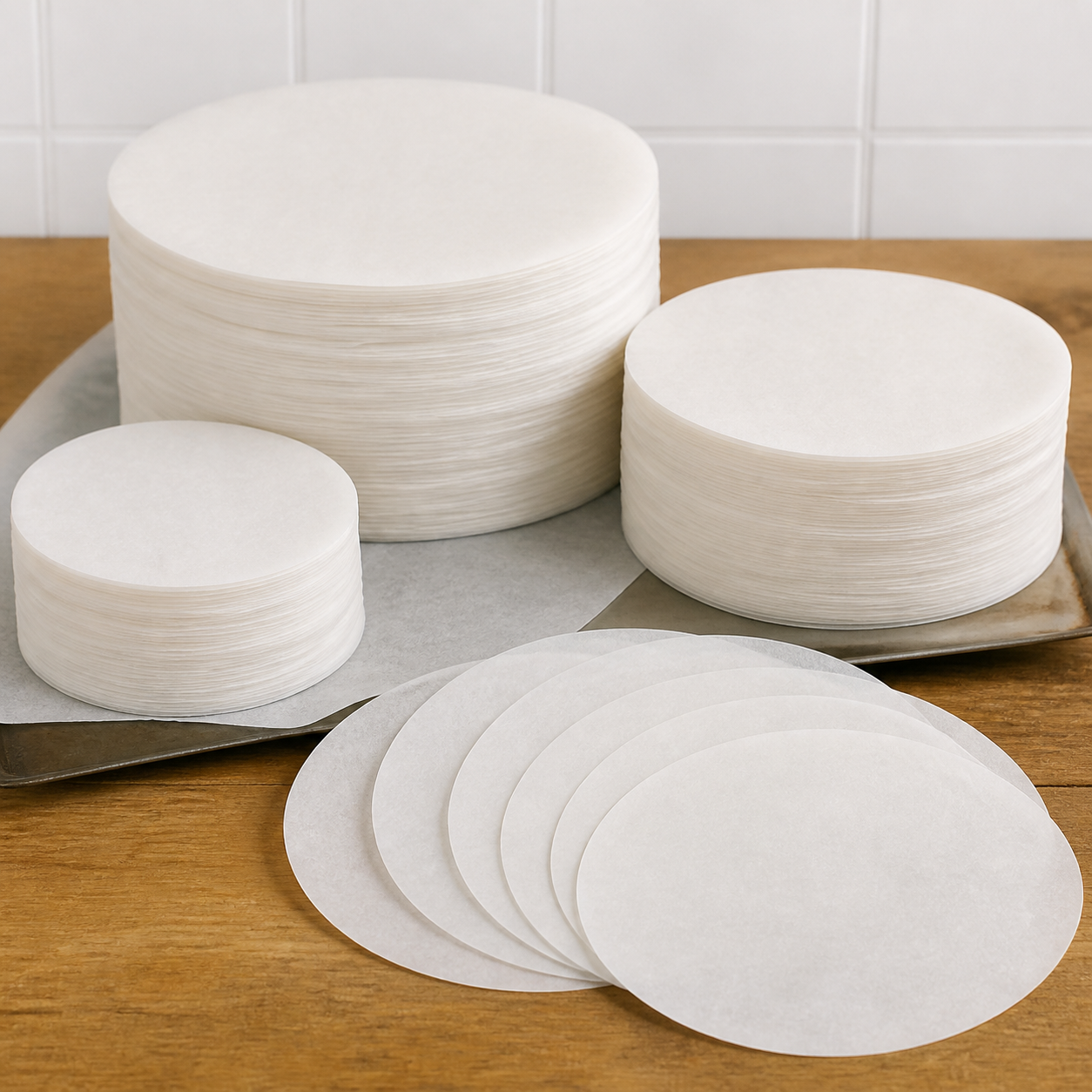 Round waxed food-grade separator paper discs in assorted diameters