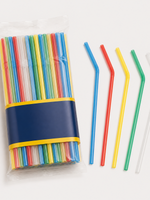 Assorted coloured flexible plastic drinking straws