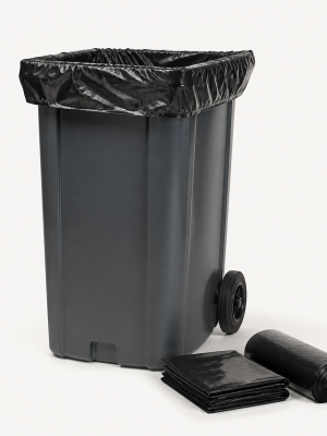 Extra-large black wheelie-bin liners with clean 240-litre bin